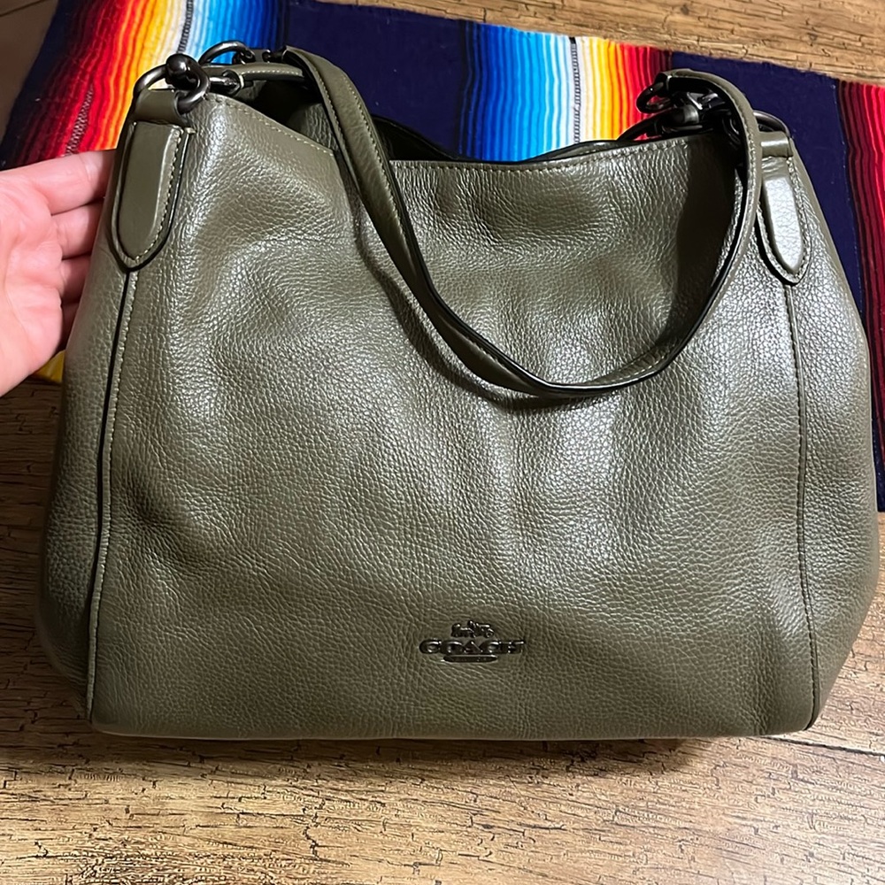 Coach Edie Leather Army Green Shoulder BAG